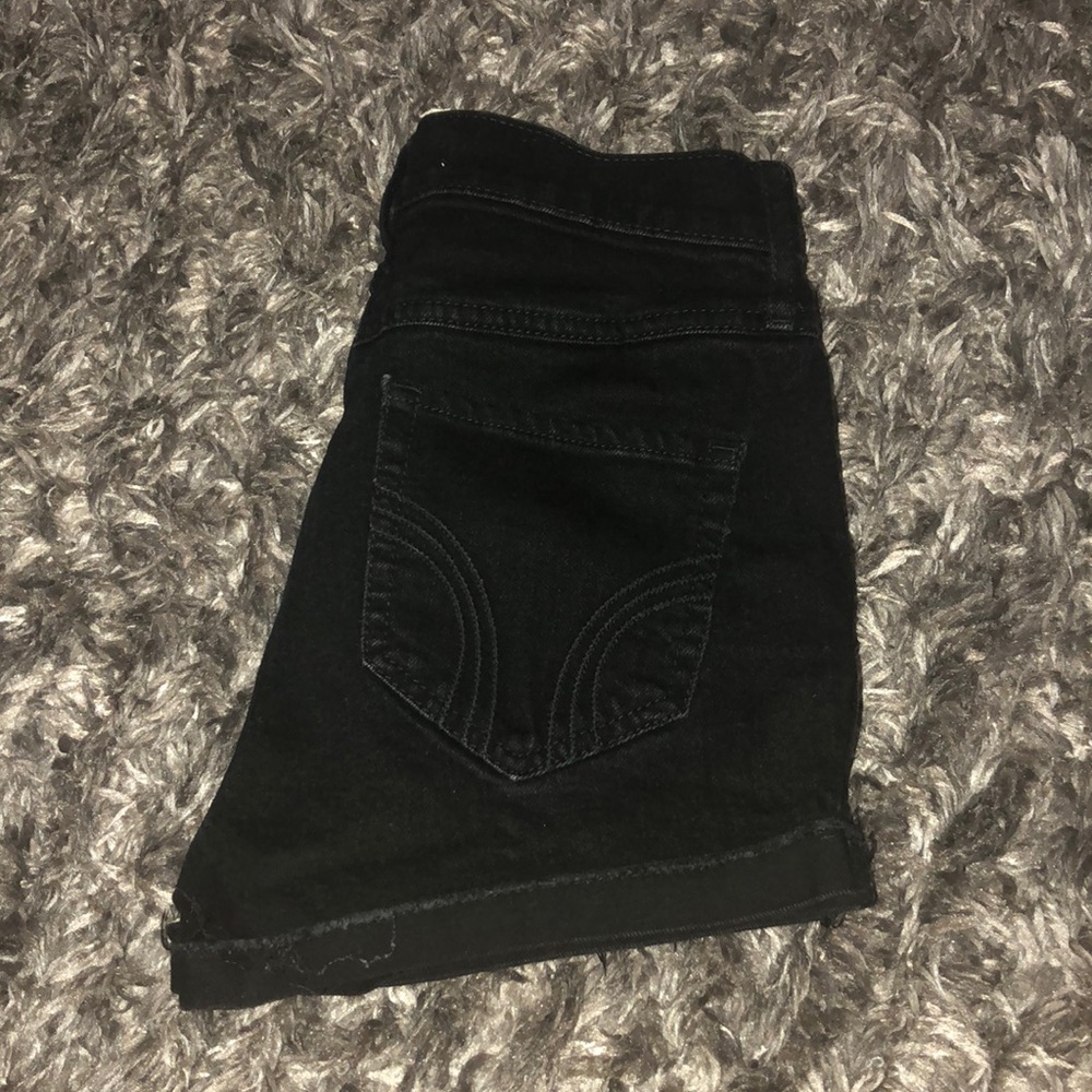 Black denim shorts